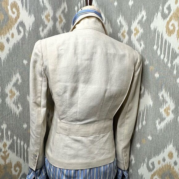 Ralph Lauren Blue Multi Shadow Stripe Ruffle Placket L/S Button Up Blouse - Picture 11 of 16